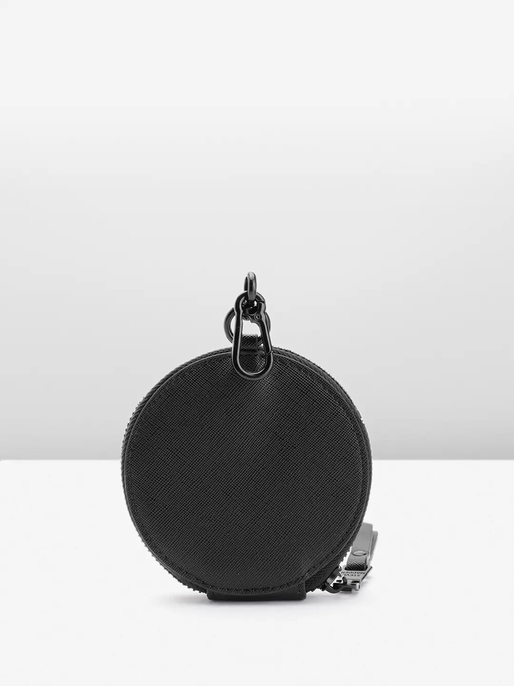Steve Madden Round Black Zipper Coin Purse Clip Pouch